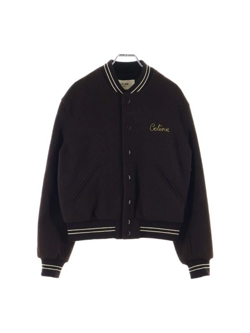 Celine Logo Embroidery Wool Teddy Jacket Brown